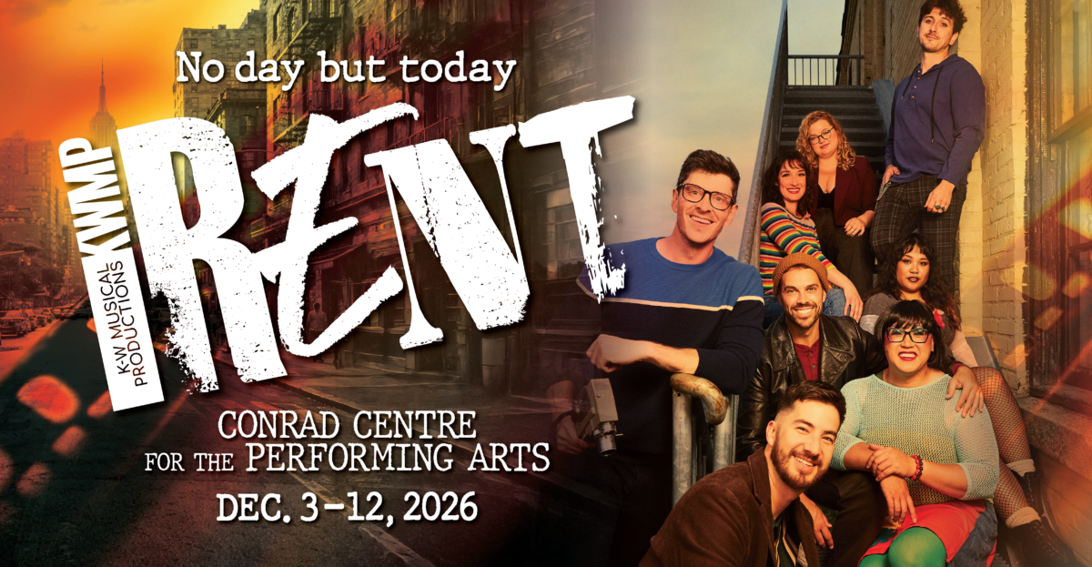 KWMP presents Rent graphic featuring cast members